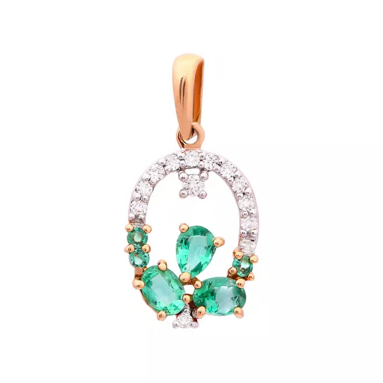 Подвеска с бриллиантами с изумрудом из золота