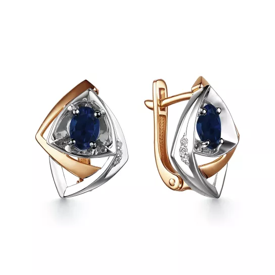 Серьги с бриллиантами с сапфиром из золота