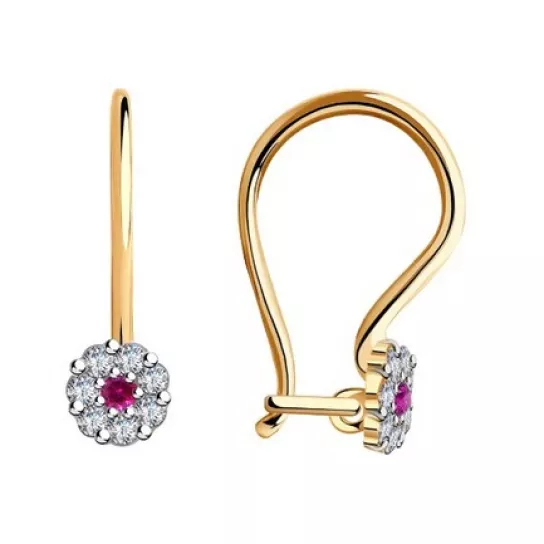 Серьги с фианитом из золота