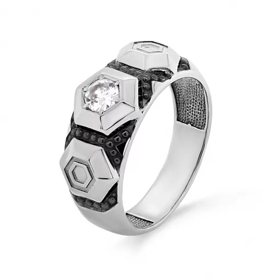 Кольцо с фианитом из серебра