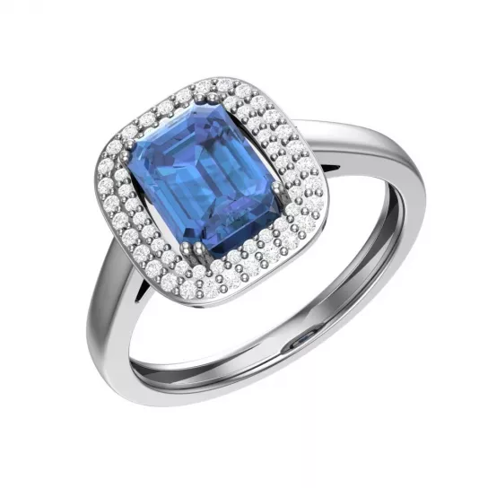 Кольцо с фианитом и кварцем из серебра