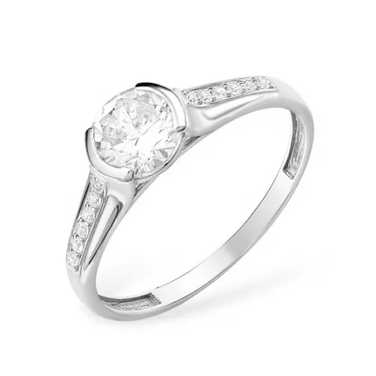 Кольцо с фианитом из серебра