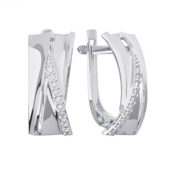 Серьги с фианитом из серебра