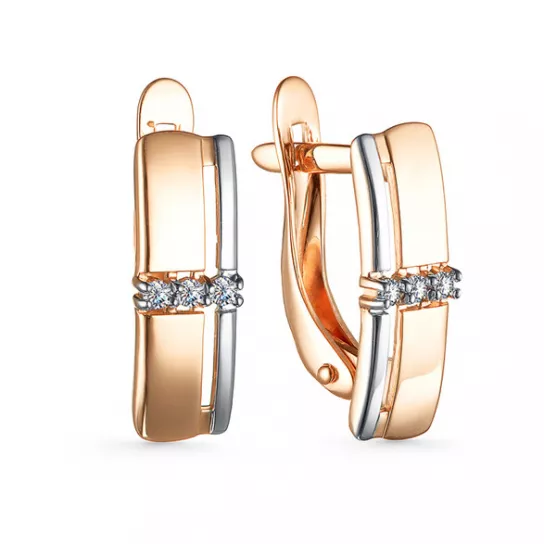 Серьги с фианитом из золота