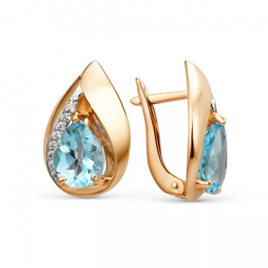 Серьги с топазом и фианитом из золота
