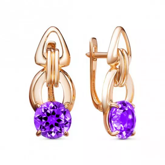 Серьги с аметистом из золота