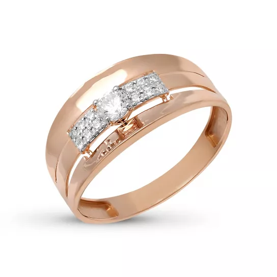 Кольцо с фианитом из золота