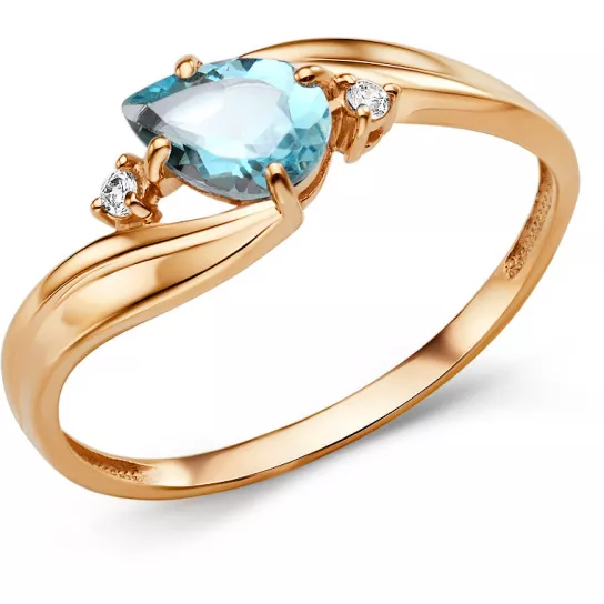 Кольцо с топазом и фианитом из золота