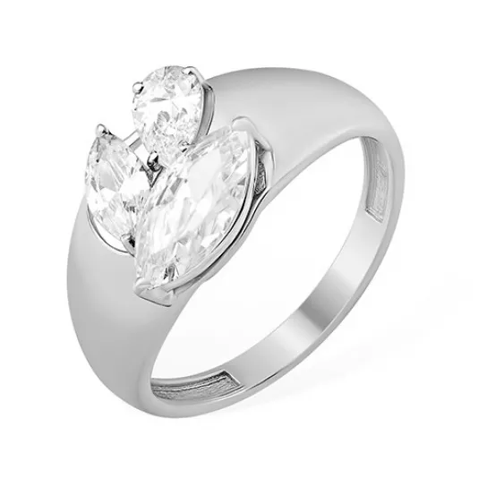 Кольцо с фианитом из серебра