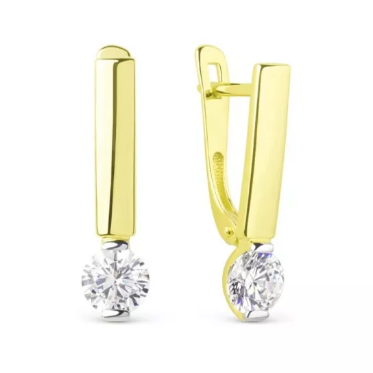 Серьги с фианитом из золота