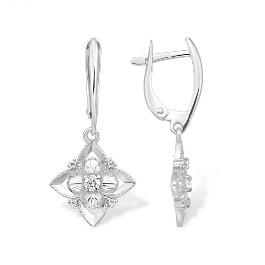 Серьги с фианитом из серебра