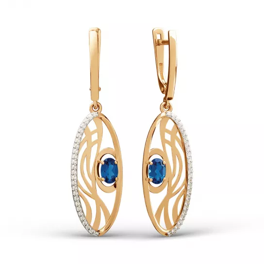 Серьги с топазом и фианитом из золота