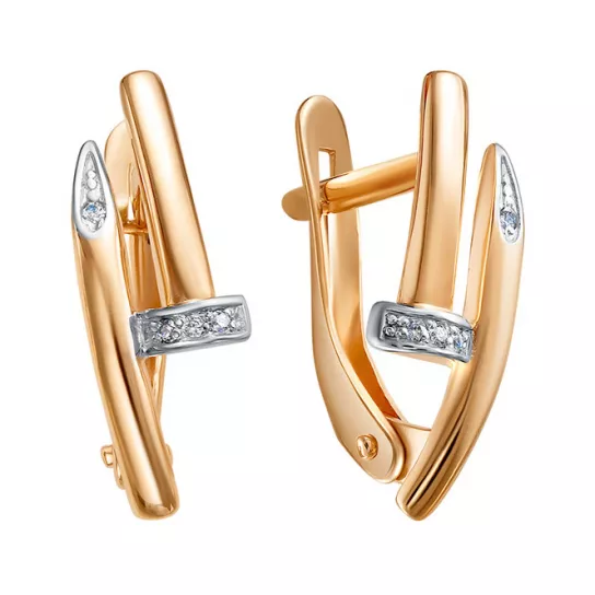 Серьги с фианитом из золота