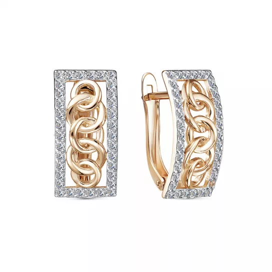 Серьги с фианитом из золота