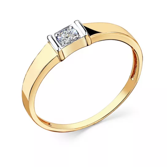 Кольцо с фианитом из золота