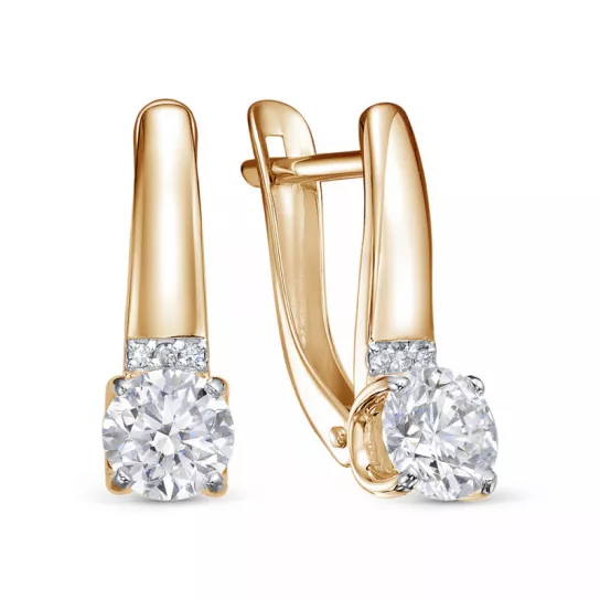 Серьги с фианитом из золота