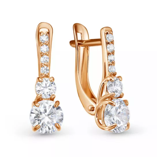 Серьги с фианитом из золота