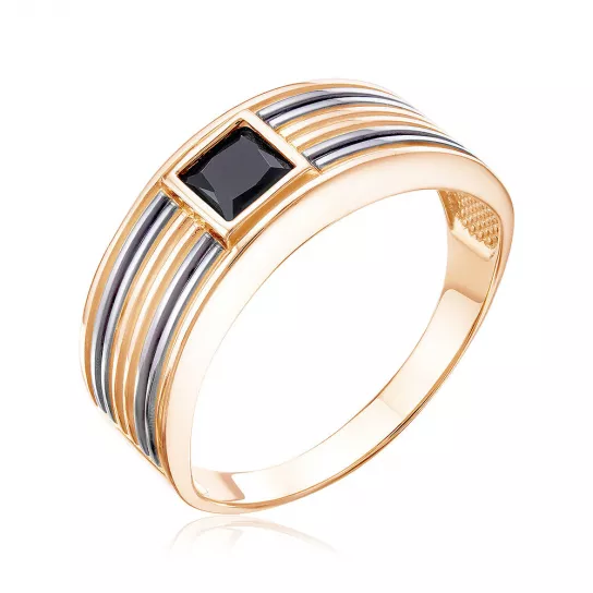 Кольцо-печатка с фианитом из золота