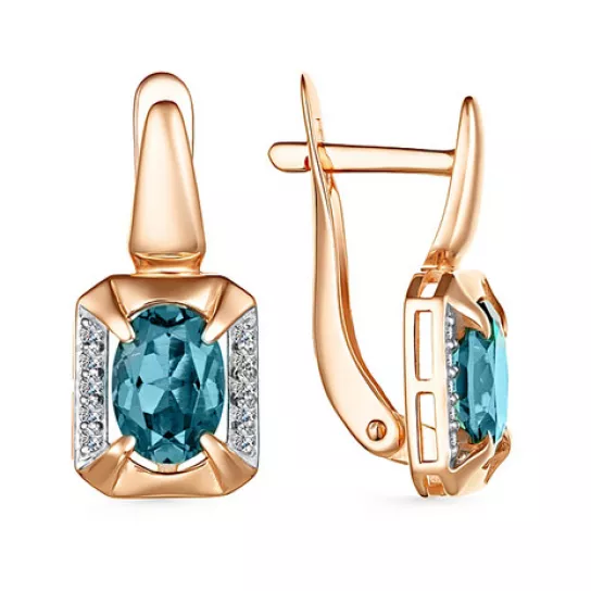 Серьги с фианитом и топазом из золота