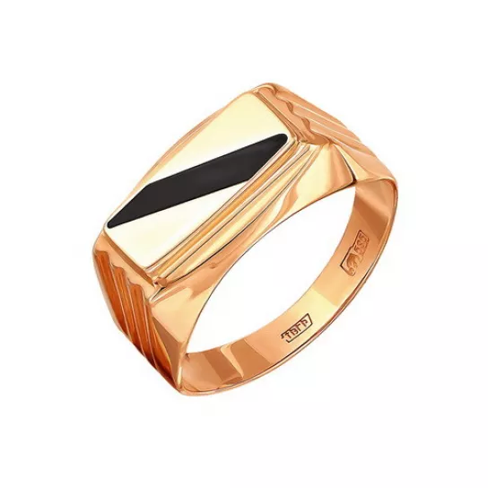 Кольцо-печатка с эмалью из золота