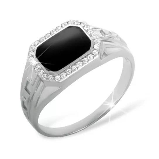 Кольцо-печатка с фианитом из серебра